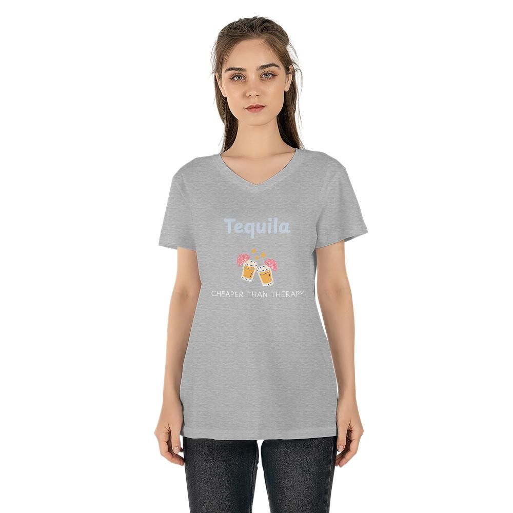 Dark Humor T Shirts - Tequila Cheaper Than Therapy V-Neck